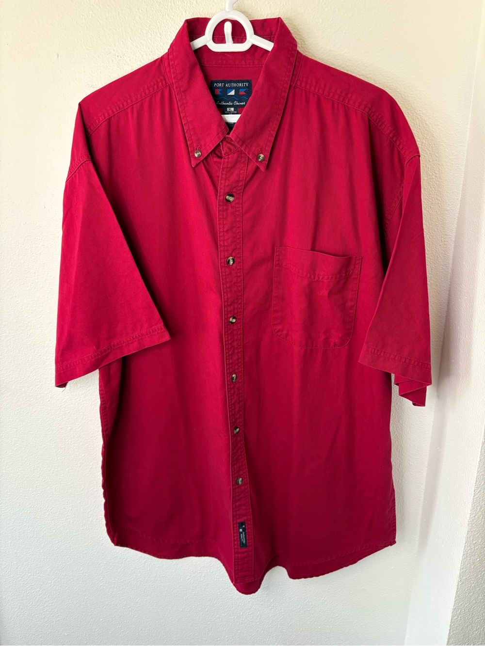 Port Authority Red John Deere Short-Sleeve Button-Down Shirt - XL